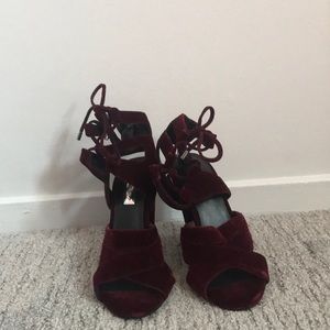 halogen red velvet heels